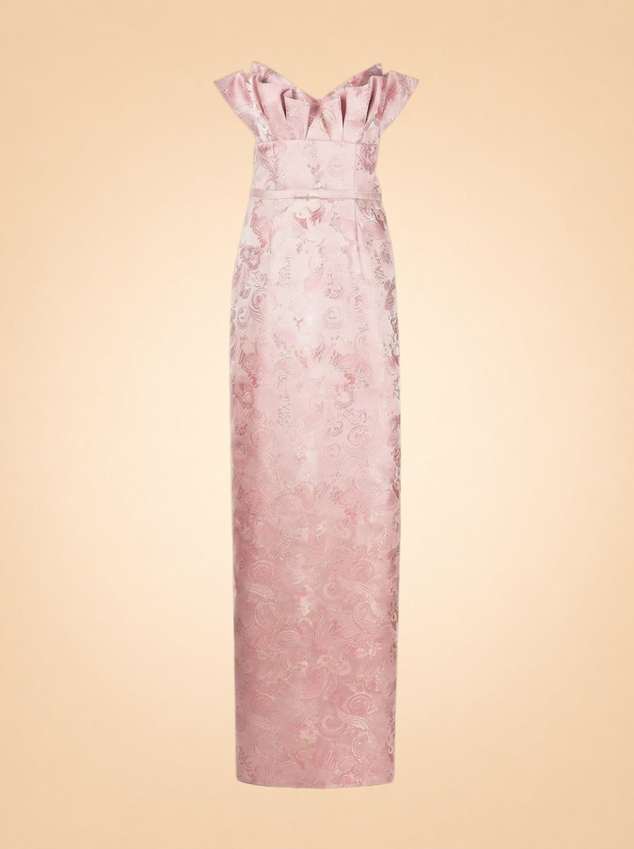 Markarian Pleat Detail Column Gown