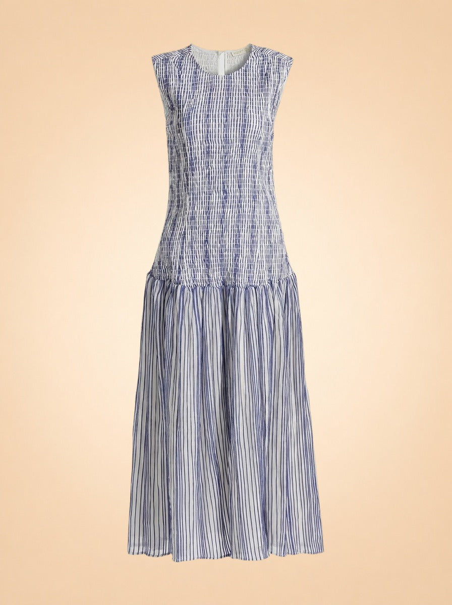 smocked drop waist midi dress Porter Midi-Dress — Marie Oliver Smocked elastic detailing at Size:14 REG inv-65 Kaileigh Amandine Knit Dress