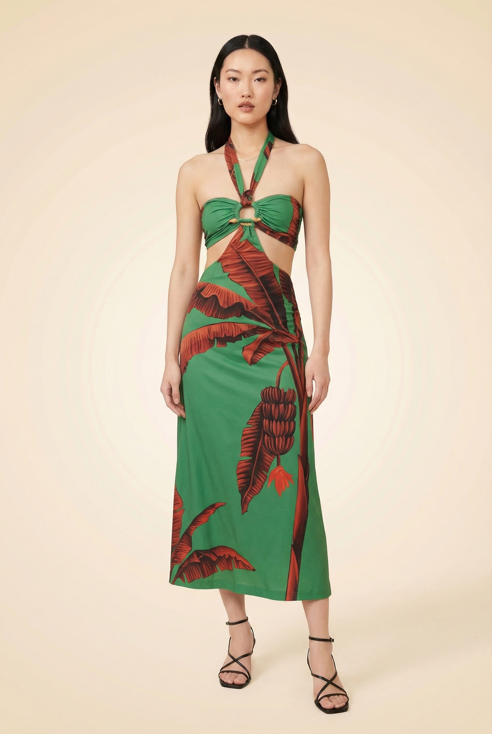 Johanna Ortiz Printed Halterneck Midi Dress - model