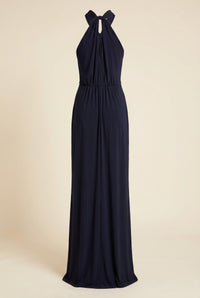 Kaily Jersey Halter Gown — back view