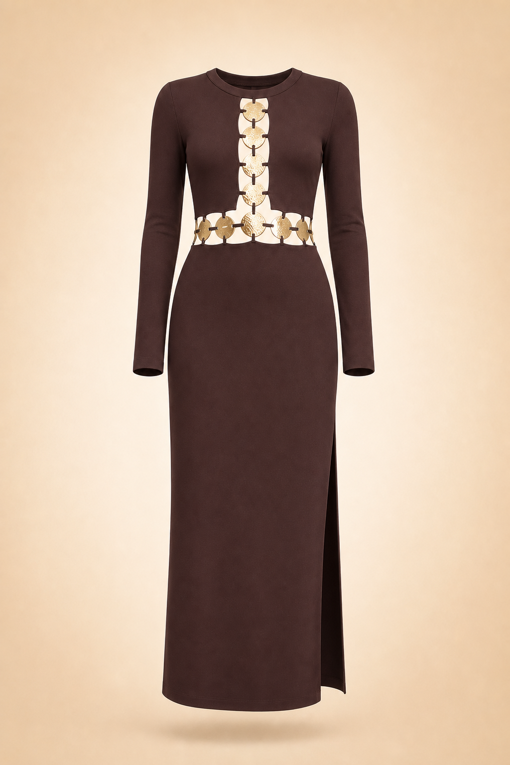 Delphine Dress — Dark Chocolate by Staud — front