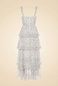 Peyton Maxi Dress in White Floral Print — ghost back