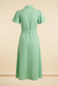 Judy Linenblend Midi Shirt Dress — back view