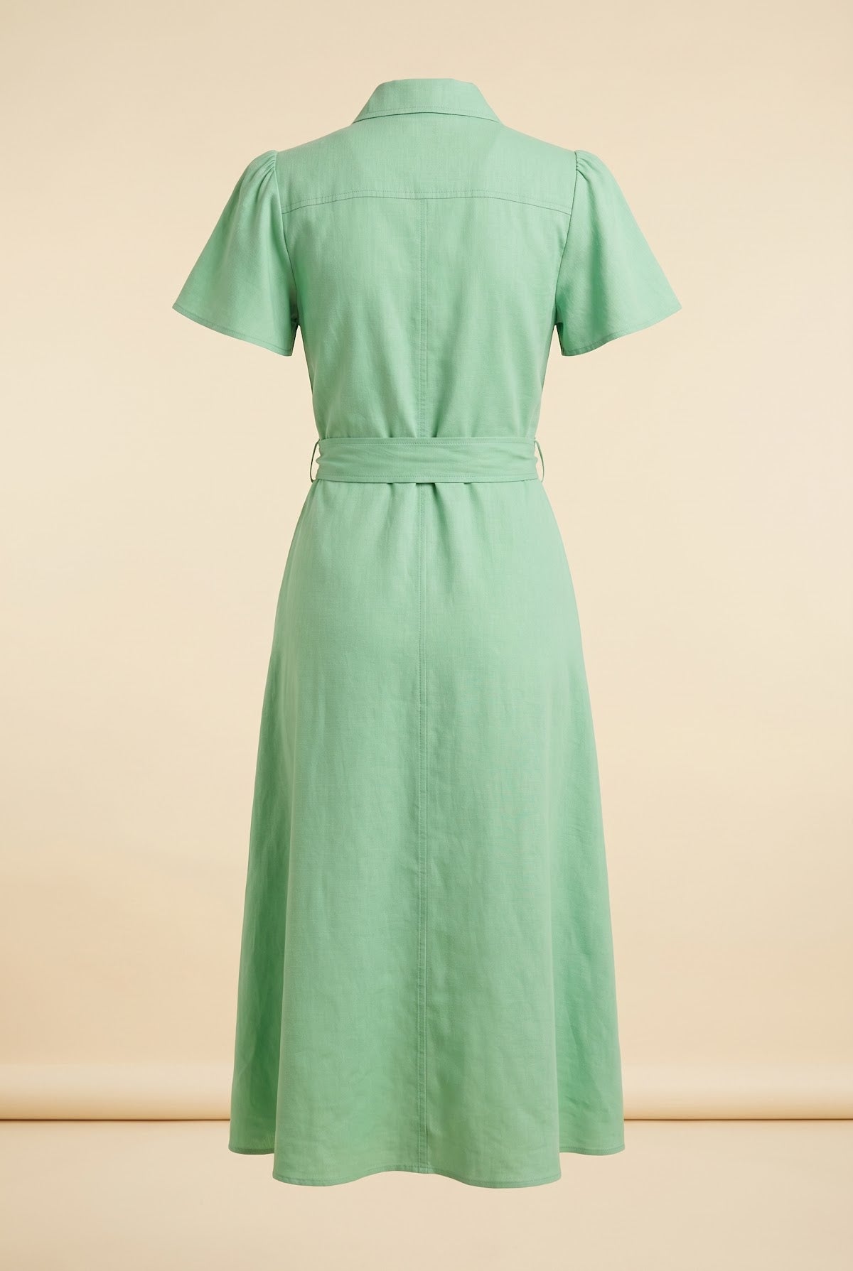 Judy Linenblend Midi Shirt Dress — back view