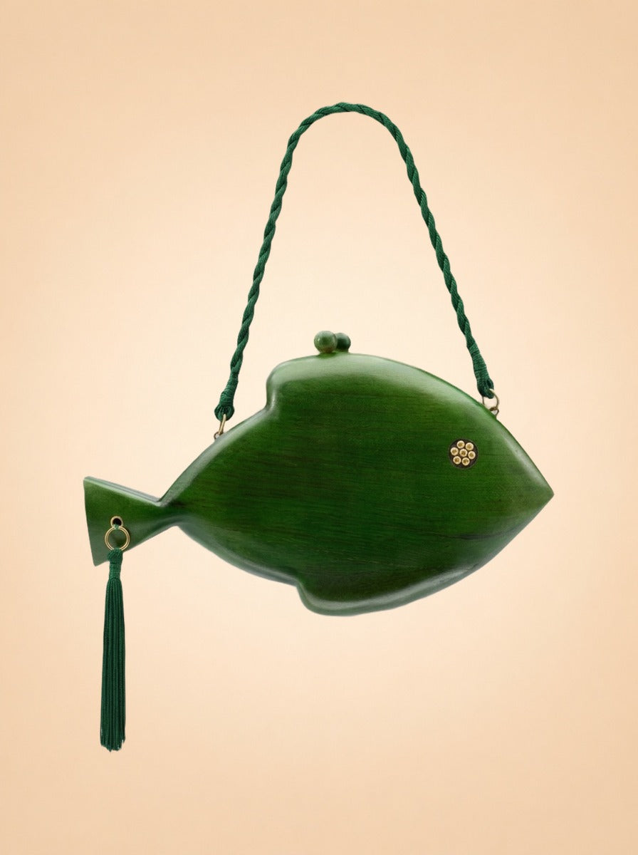 Carved Wooden Fish Clutch by Simon Miller