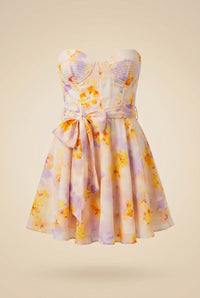 Malia Floral Corset Strapless Minidress — front view