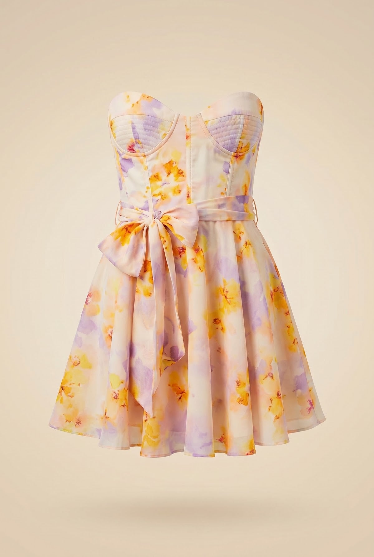 Malia Floral Corset Strapless Minidress — front view