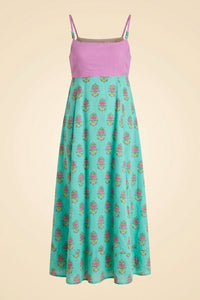 Emilia Dress in Aqua Floret - Neve & Noor