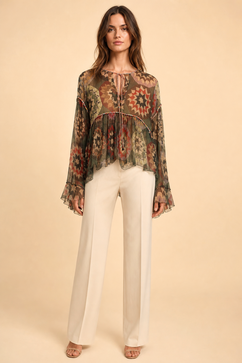 Chloé Chloé Sheer Silk Chiffon Star Print Blouse - view 3