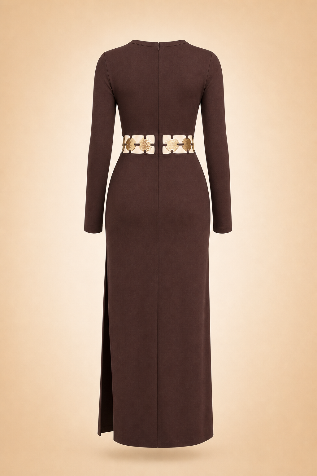 Delphine Dress — Dark Chocolate by Staud — back