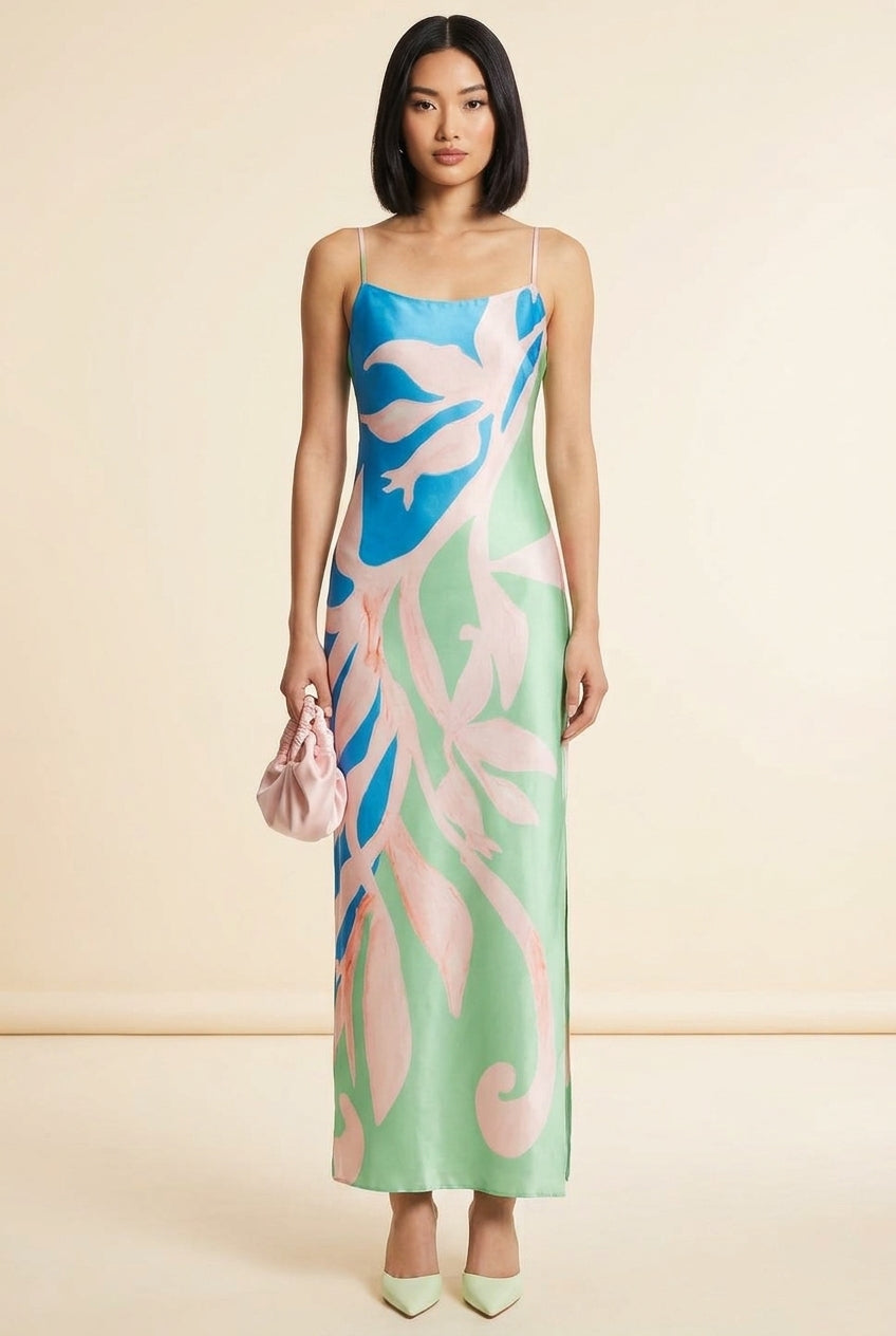 Lily Floral Vine Satin Dress by Milly — view 3