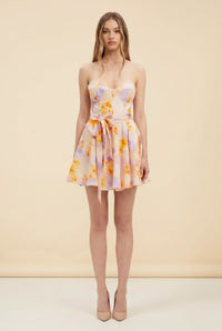 Malia Floral Corset Strapless Minidress — on model