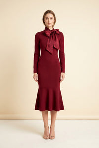 Lela Bow Mock Neck Long Sleeve Sweater Dress — back view