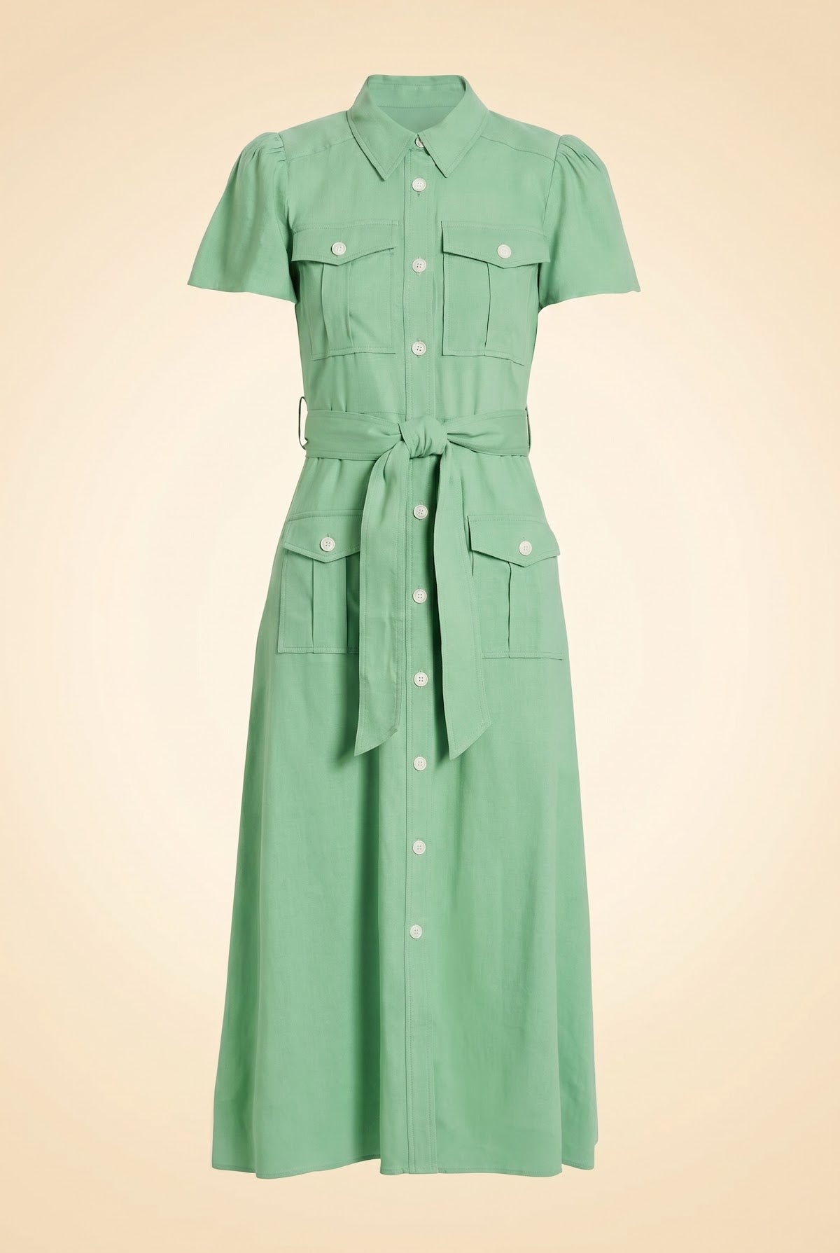Judy Linenblend Midi Shirt Dress — front view