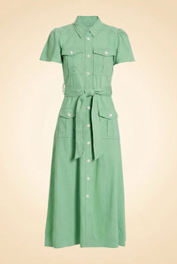 Judy Linenblend Midi Shirt Dress — front view