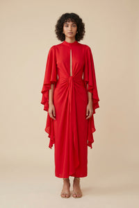 Cape Town Silk Maxi Dress in Red - Johanna Ortiz