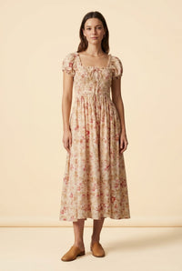 Stanza Smocked Midi Dress In Floral Print - view 3