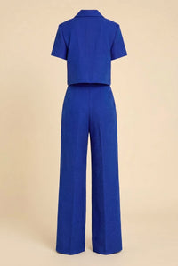 Alistair Top & Pants in Bright Blue — back view