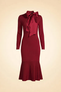 Lela Bow Mock Neck Long Sleeve Sweater Dress — front view