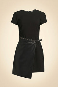 Liana Mix Media Wrap Dress — front view