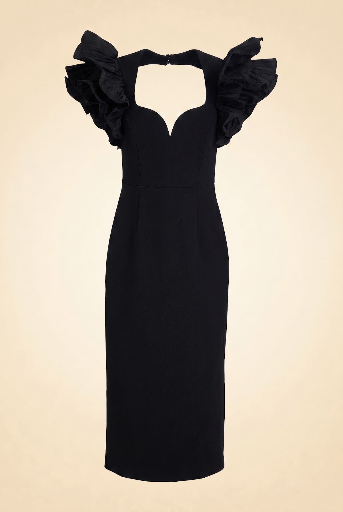 Ella Ruffled Crepe Midi Dress — front view