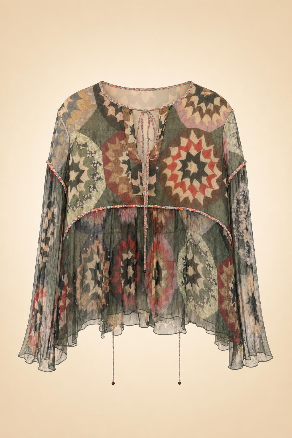 Chloé Chloé Sheer Silk Chiffon Star Print Blouse