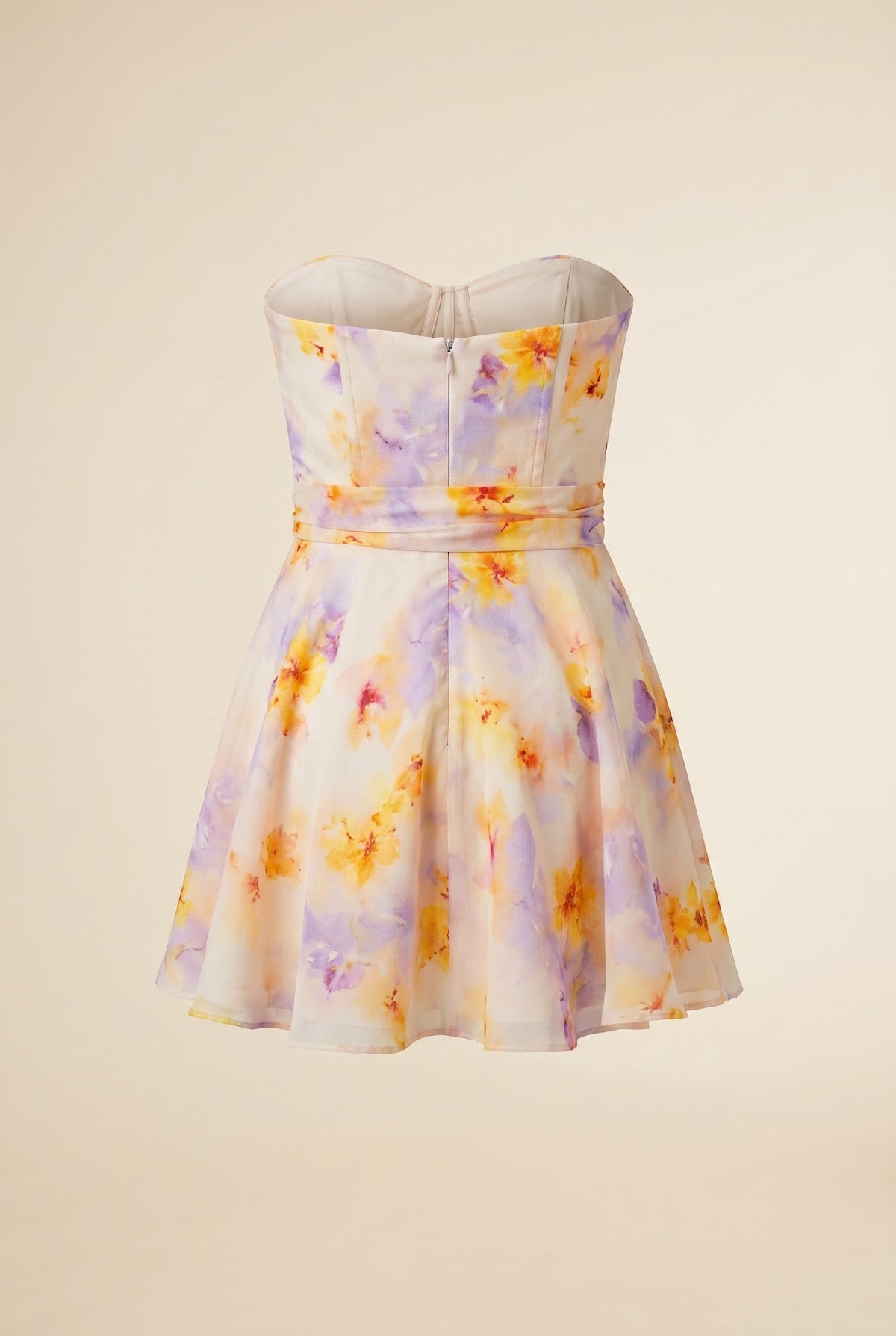 Malia Floral Corset Strapless Minidress — back view
