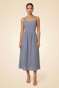 Navy Gingham Jour Maxi Dress