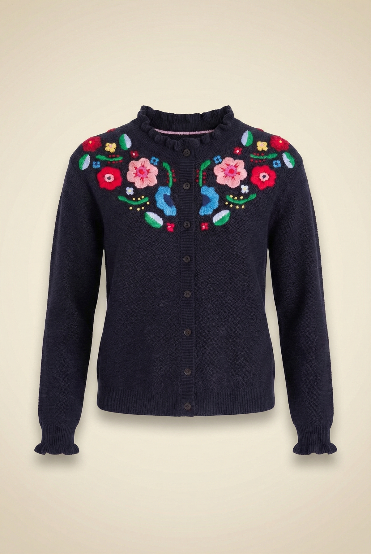 Embroidered Frill Cardigan