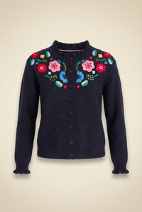 Embroidered Frill Cardigan