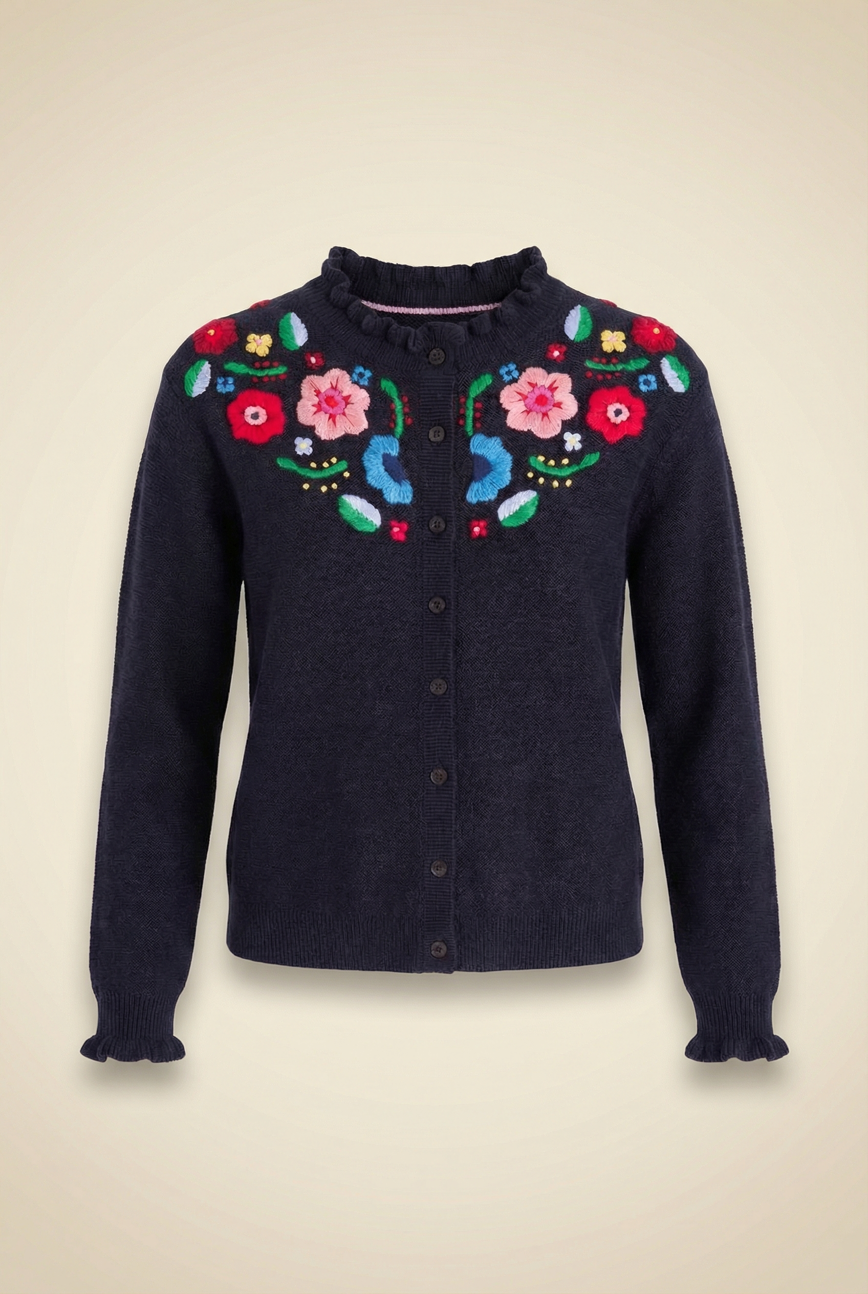 Embroidered Frill Cardigan