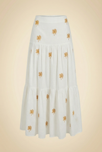 Palm Embroidered Skirt