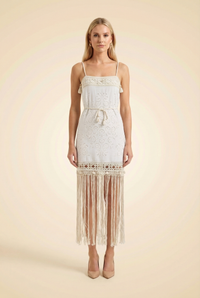 Zimmermann Vitali Fringed Embroidered Mini Dress - model
