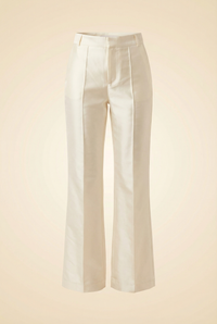 White Satin Straight Pants