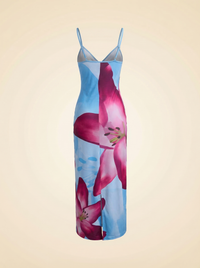 With Harper Lu Slip Dress Sky Lily Floral - back