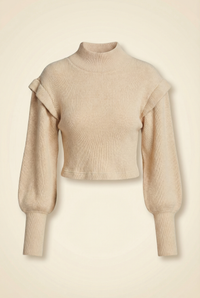 Rib Puff Sleeve Pullover