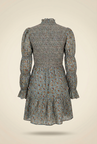 Caille Tisbury Paisley Floral Print Smocked Embroidered Mini