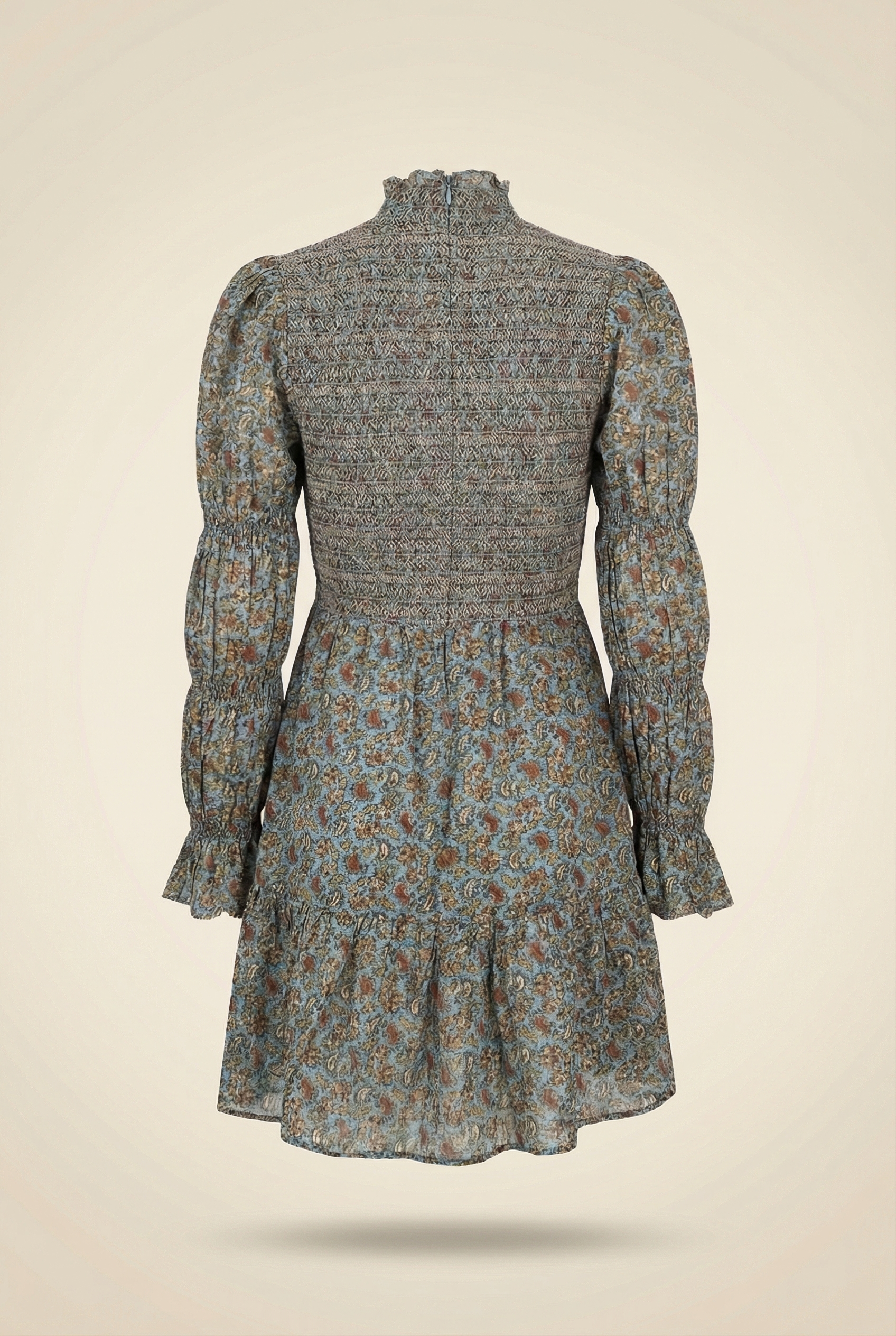 Caille Tisbury Paisley Floral Print Smocked Embroidered Mini