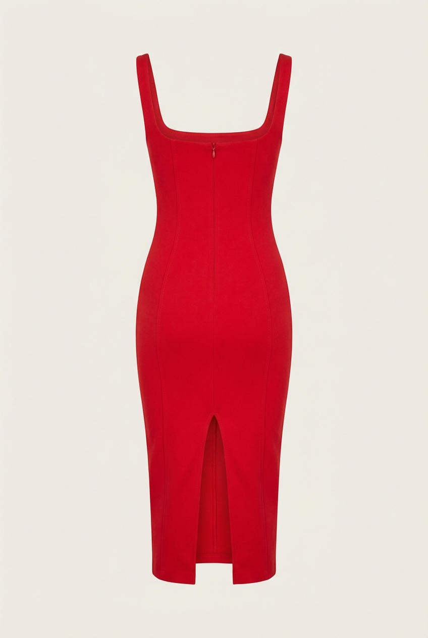 Anthia Seamed Body-Con Midi-Dress