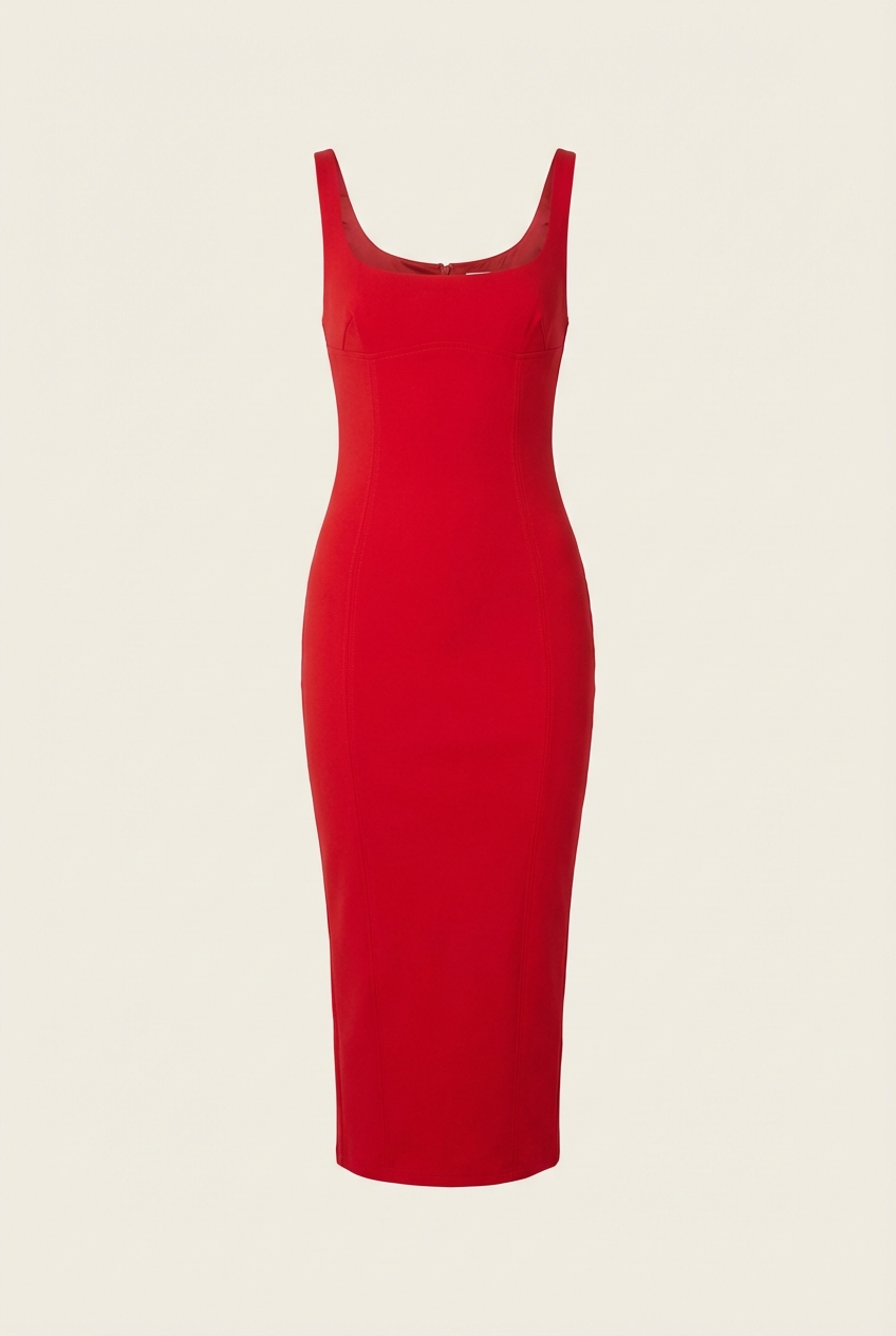 Anthia Seamed Body-Con Midi-Dress