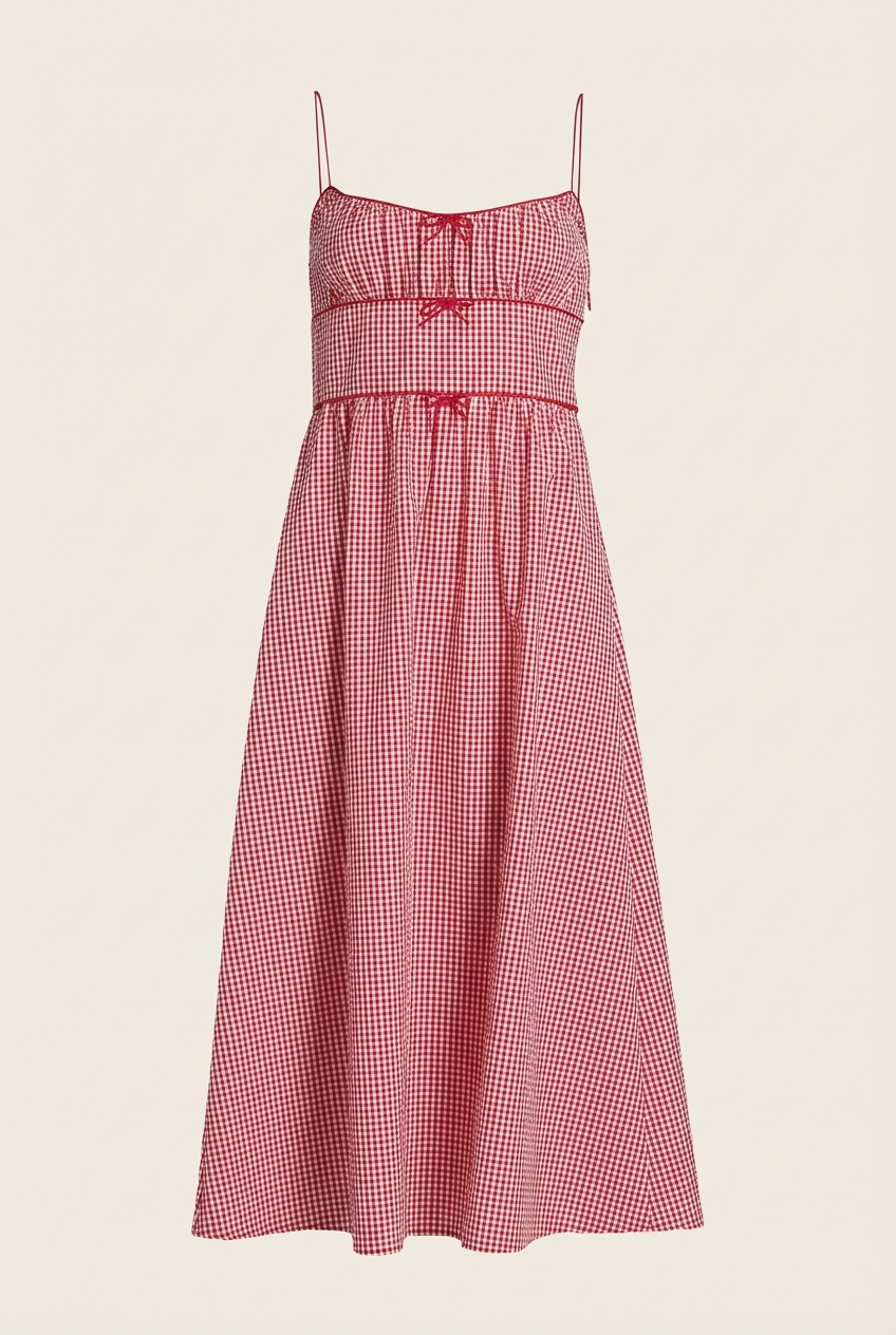Belline Gingham Tie Midi-Dress