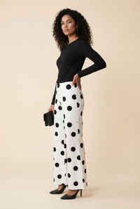 High Waisted Black and White Polka Dot Pants