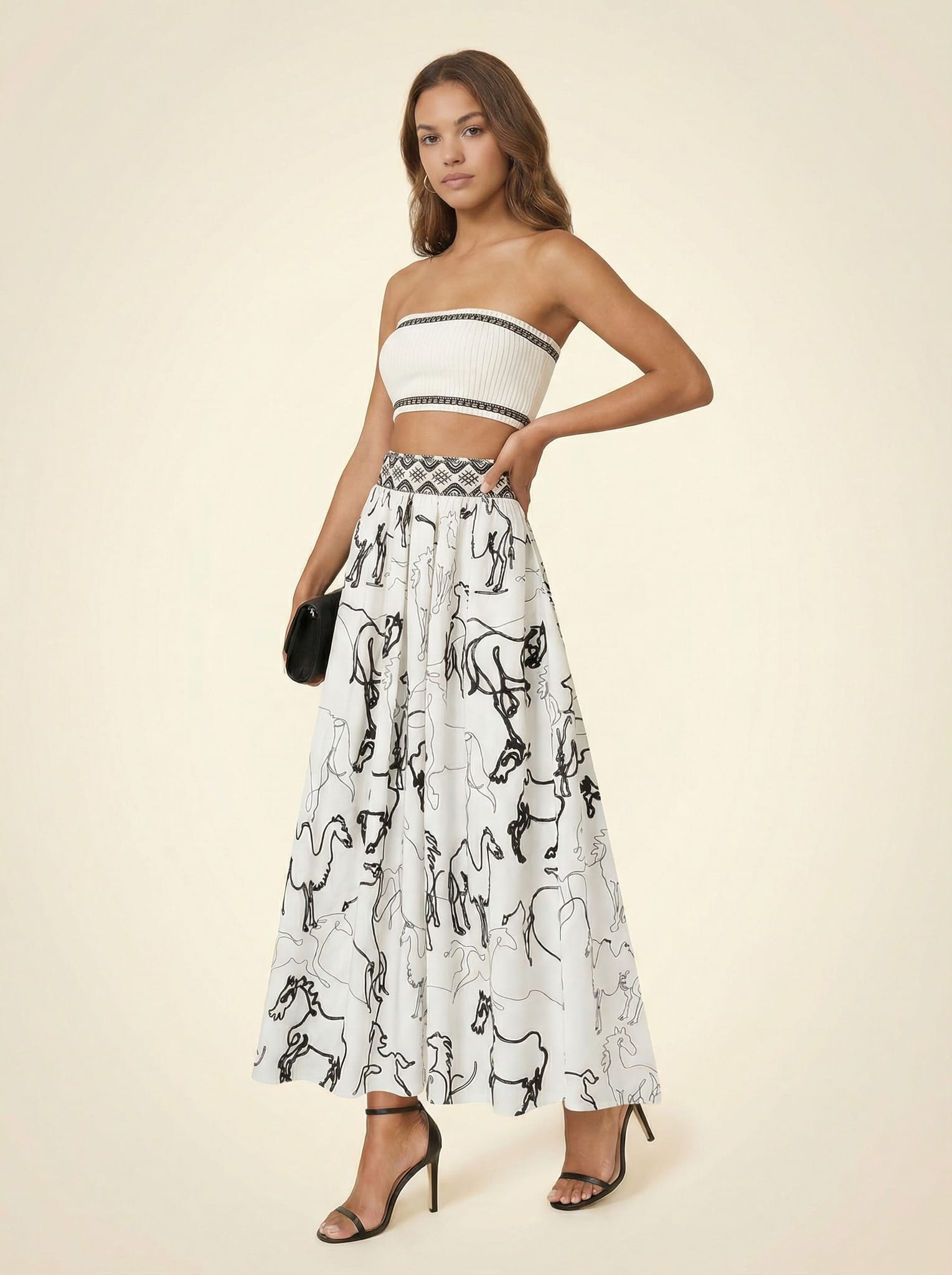 Ombretta Embroidered Maxi Skirt and Top