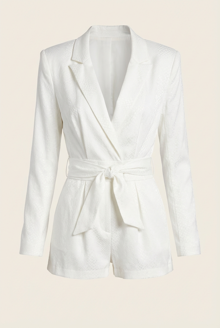 Harley White Blazer Romper Snakeskin