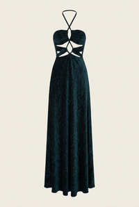 Textured Velvet Lace-up Maxi Dress