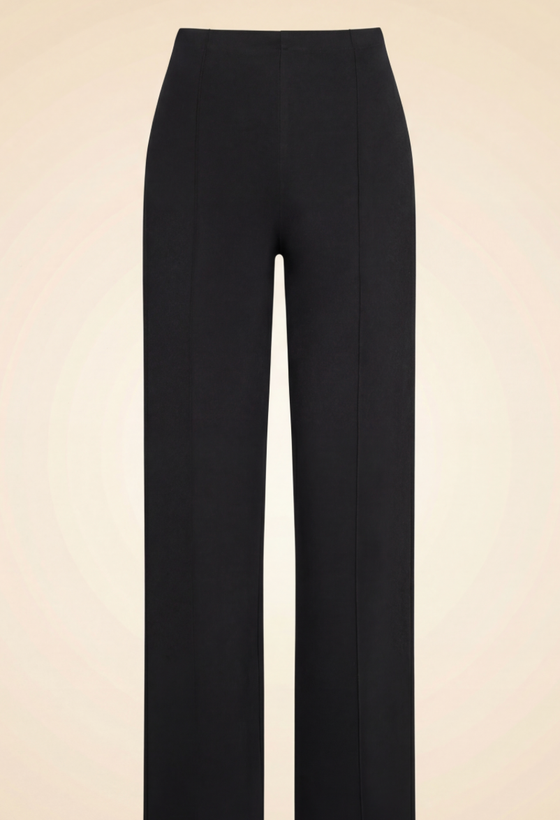 Black Ponte Knit Straight Leg Pant