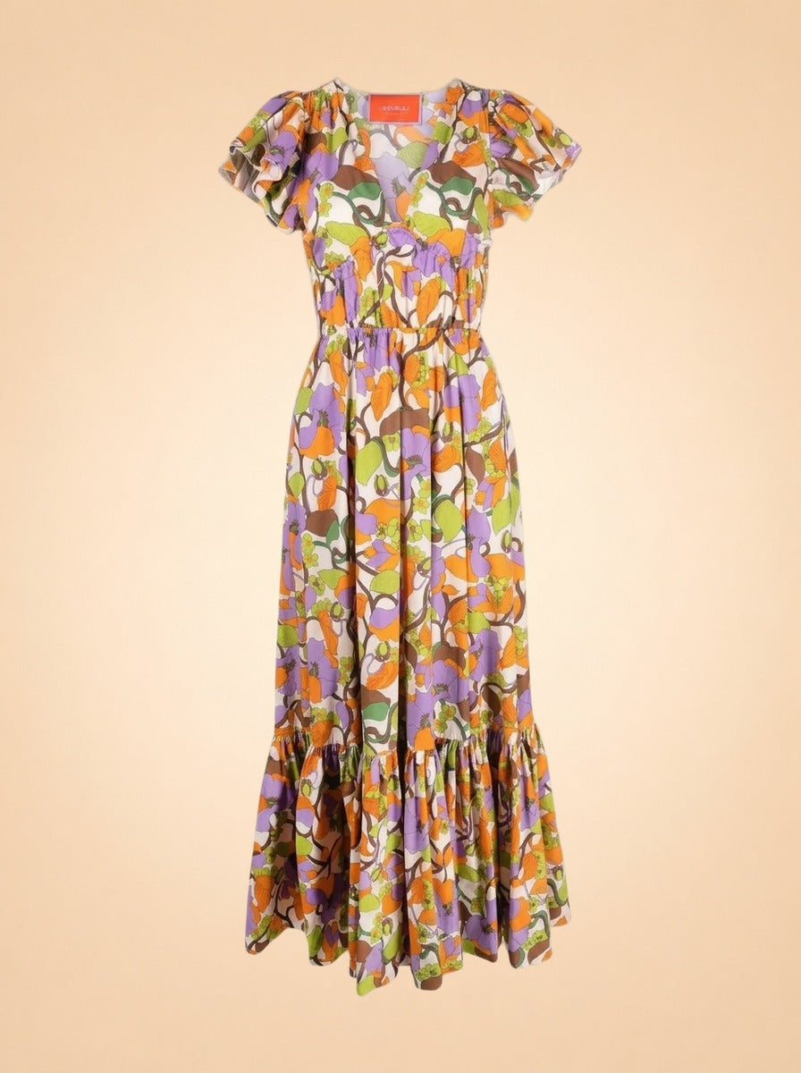 Abstract Floral-Print Midi