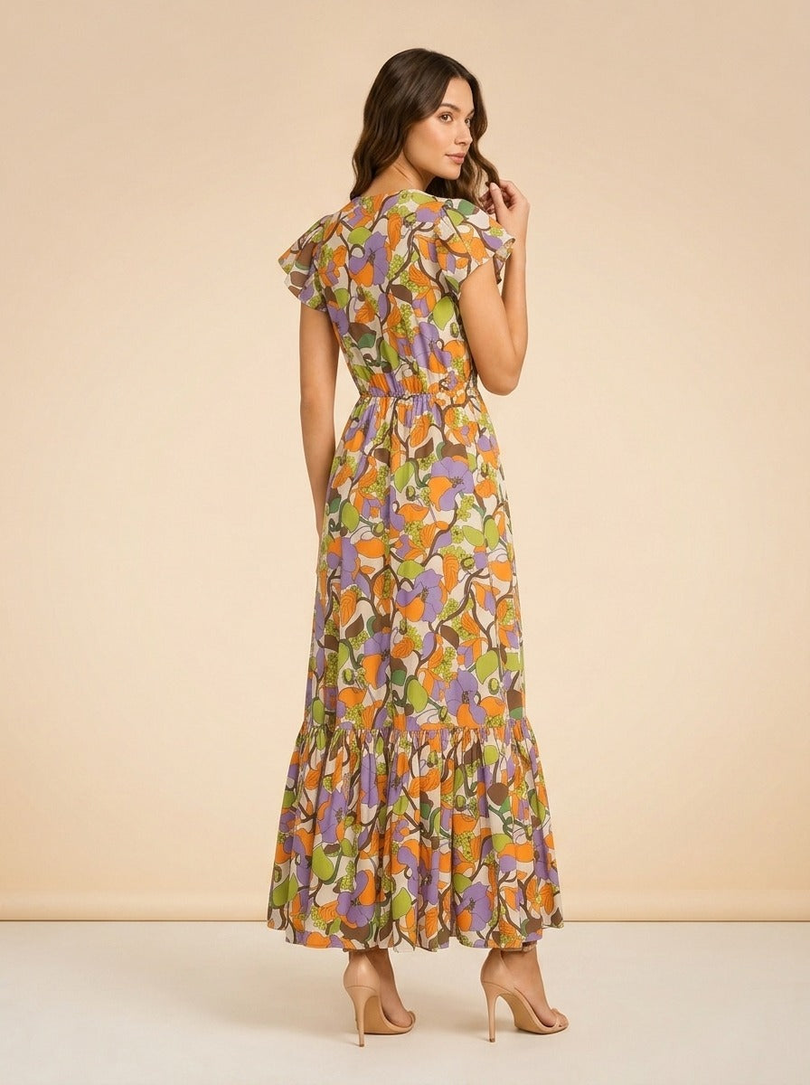 Abstract Floral-Print Midi