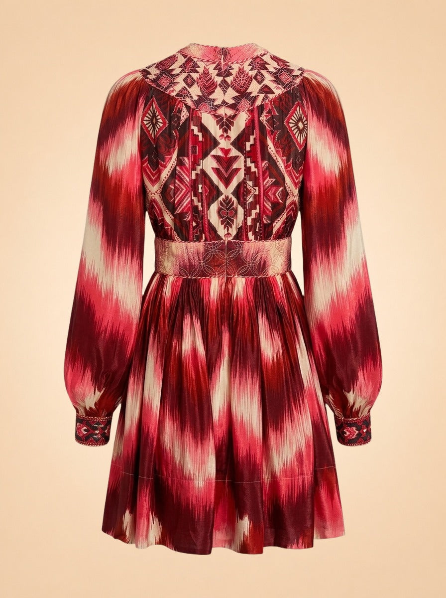 Amanda Stripes Tapestry Abstract-Print Minidress