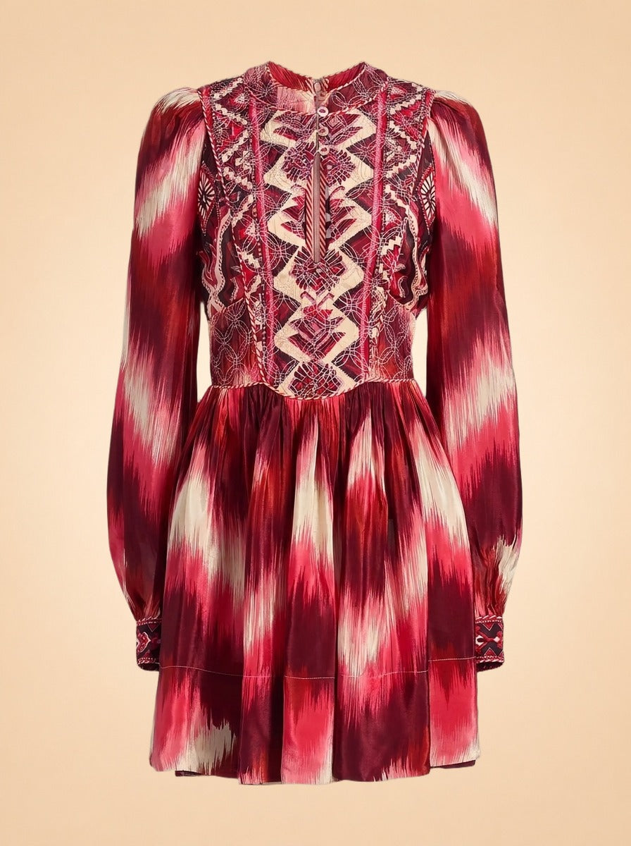 Amanda Stripes Tapestry Abstract-Print Minidress